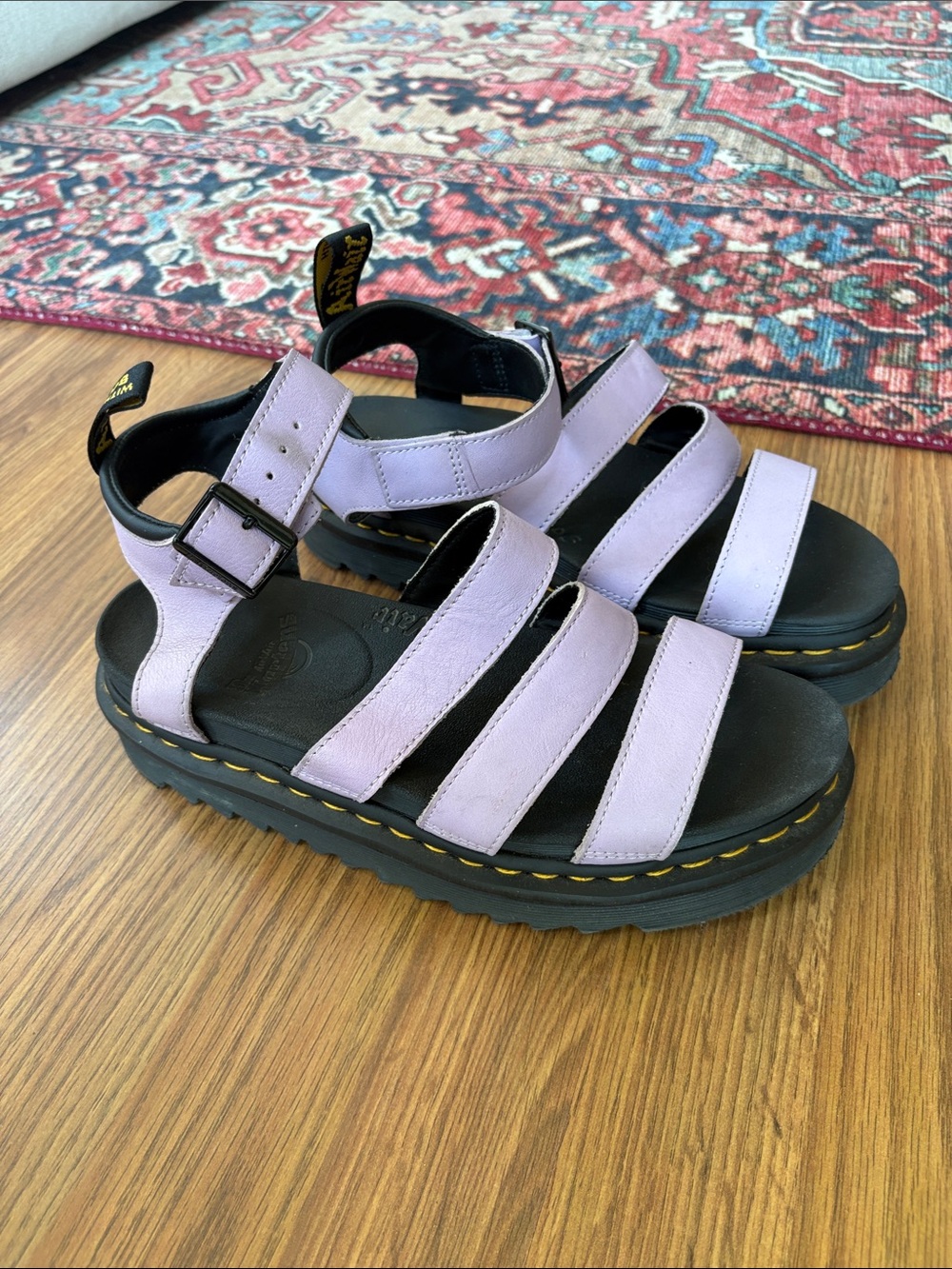 Dr. Martens Lavender Triple-Strap Platform Sandals